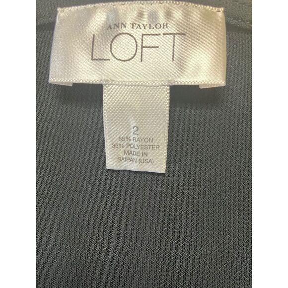 Ann Taylor LOFT Black Faux Wrap Sheath Dress Deep V-Neck Size 2 - Picture 6 of 6